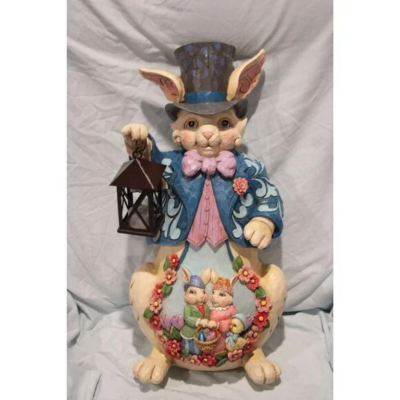 Jim Shore Easter Bunny 19" Heartwood Creek w/ Lighted Lantern 6003367 2018 - Picture 3 of 7
